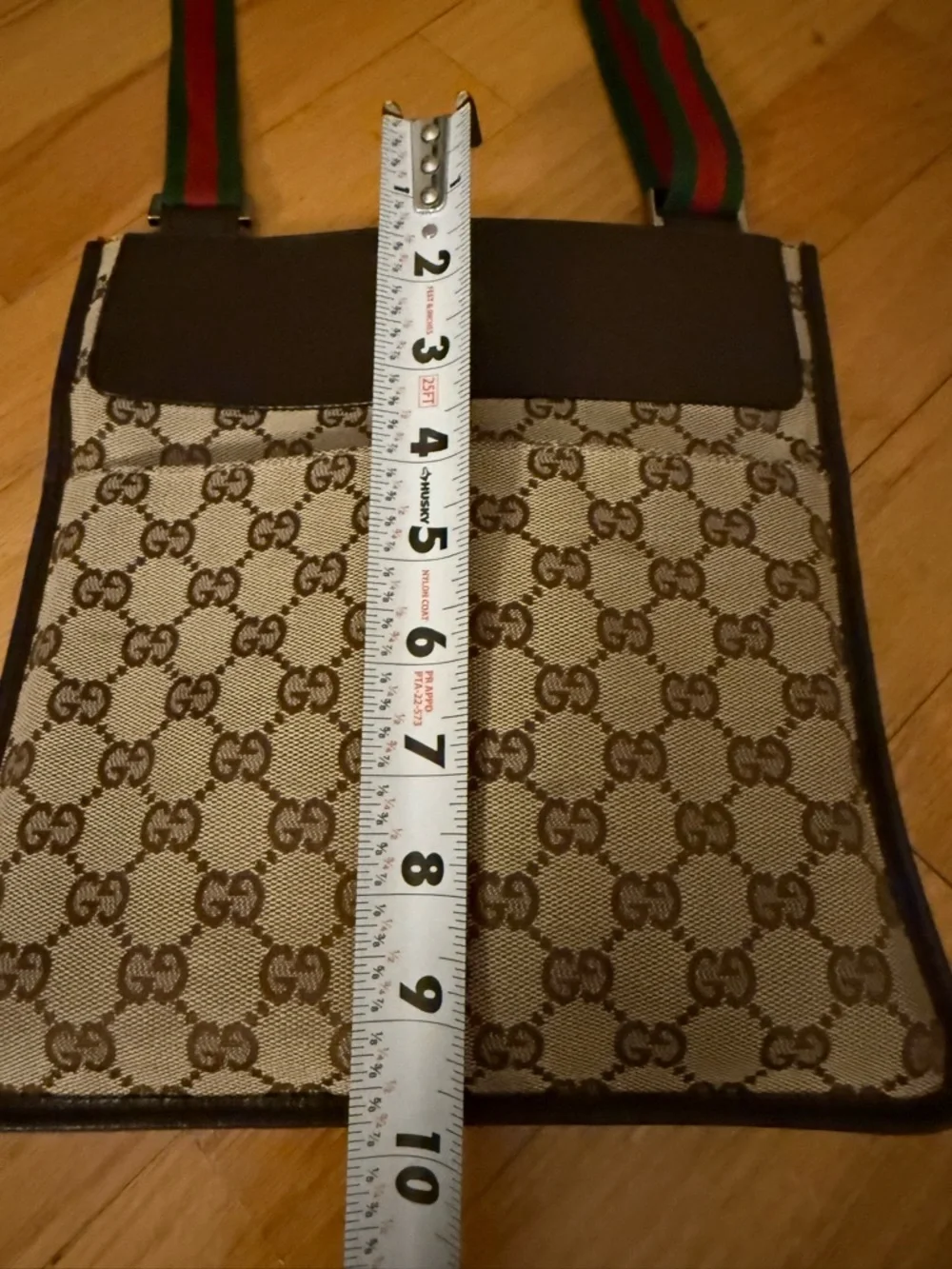 Gucci Brown GG Canvas Messenger with Green-Red Web Strap